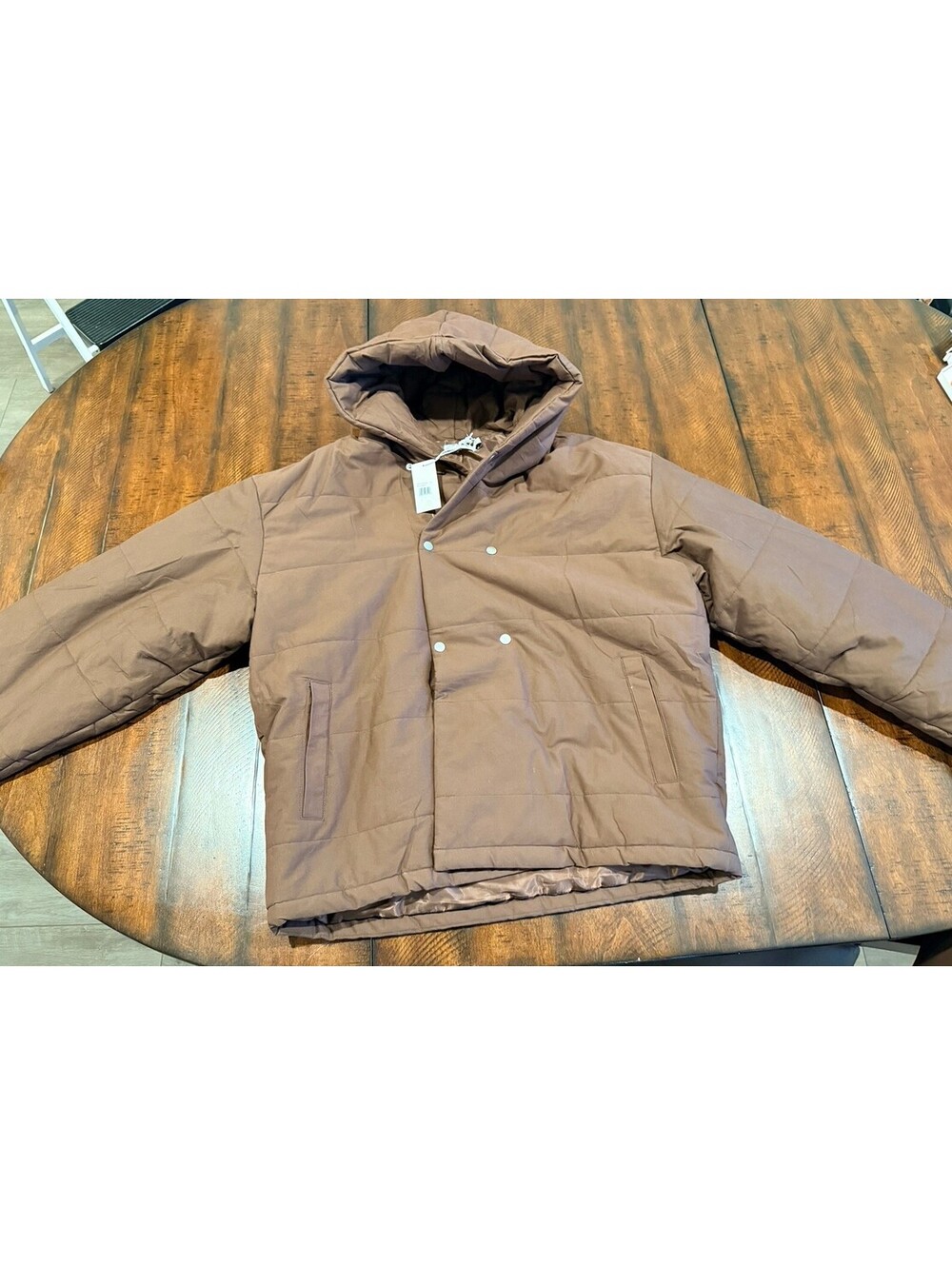 MNML Crossed Trench Puffer Jacket -  Brown Men's Size Large